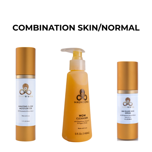 3-in-1 Glass Skin Care Set – Cleanser, Hyaluronic Acid Serum & Glow Moisturizer for Combination & Normal Skin