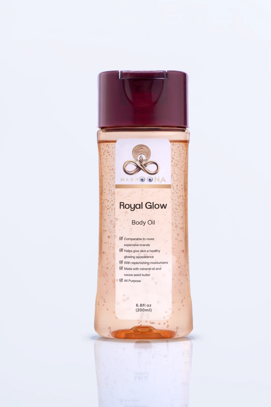 Royal Glow Body Oil, Mineral oil, Cocoa seed butter, Replenishing Moisturizers