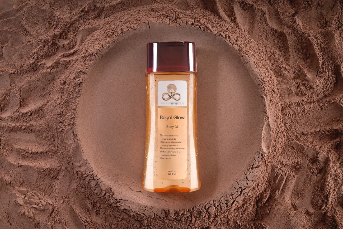 Royal Glow Body Oil, Mineral oil, Cocoa seed butter, Replenishing Moisturizers