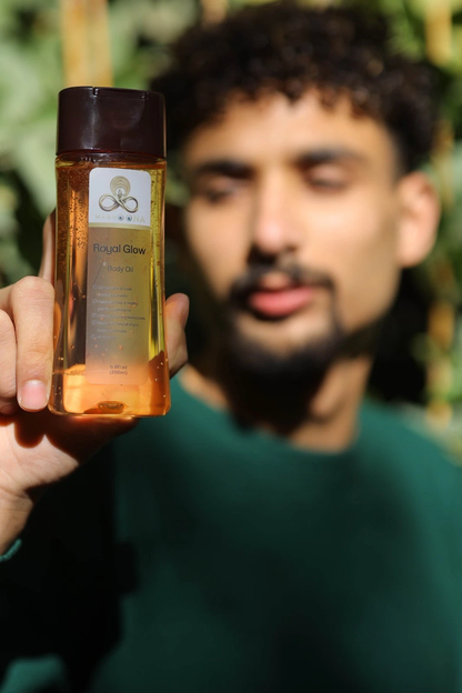 Royal Glow Body Oil, Mineral oil, Cocoa seed butter, Replenishing Moisturizers